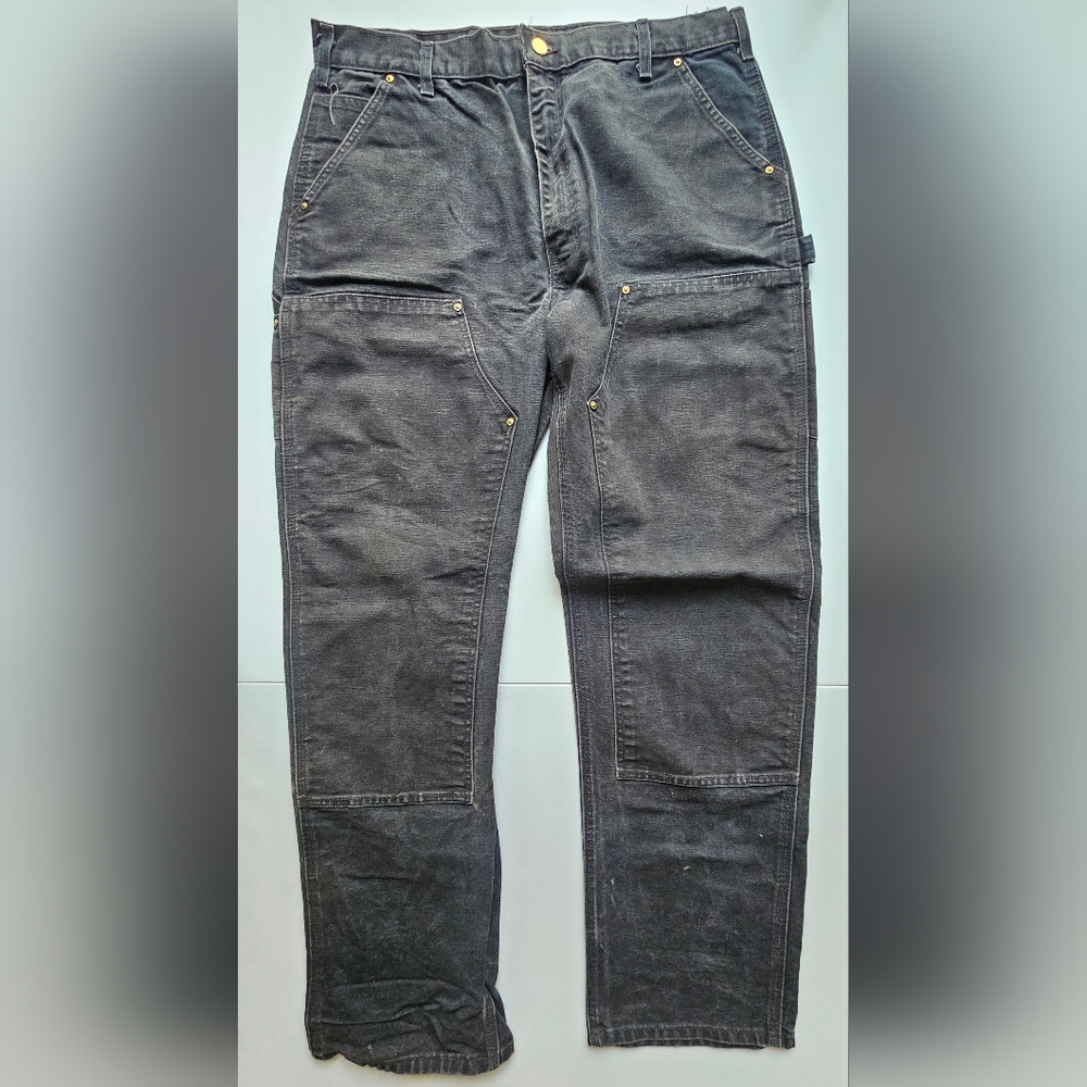Carhartt Pants Mens 38x34 Black Carpenter Double Knee Canvas